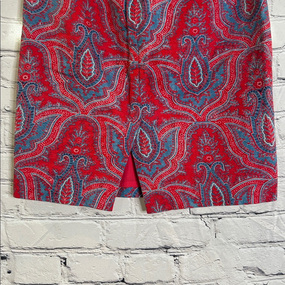 J. Crew Red Blue Paisley No. 2 Pencil Skirt Size 2 Excellent Condition - Picture 9 of 10